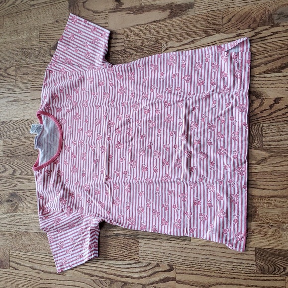 (S) Simply Basics Floral Print Striped Casual Classic Fit T-Shirt Everyday - Picture 1 of 7